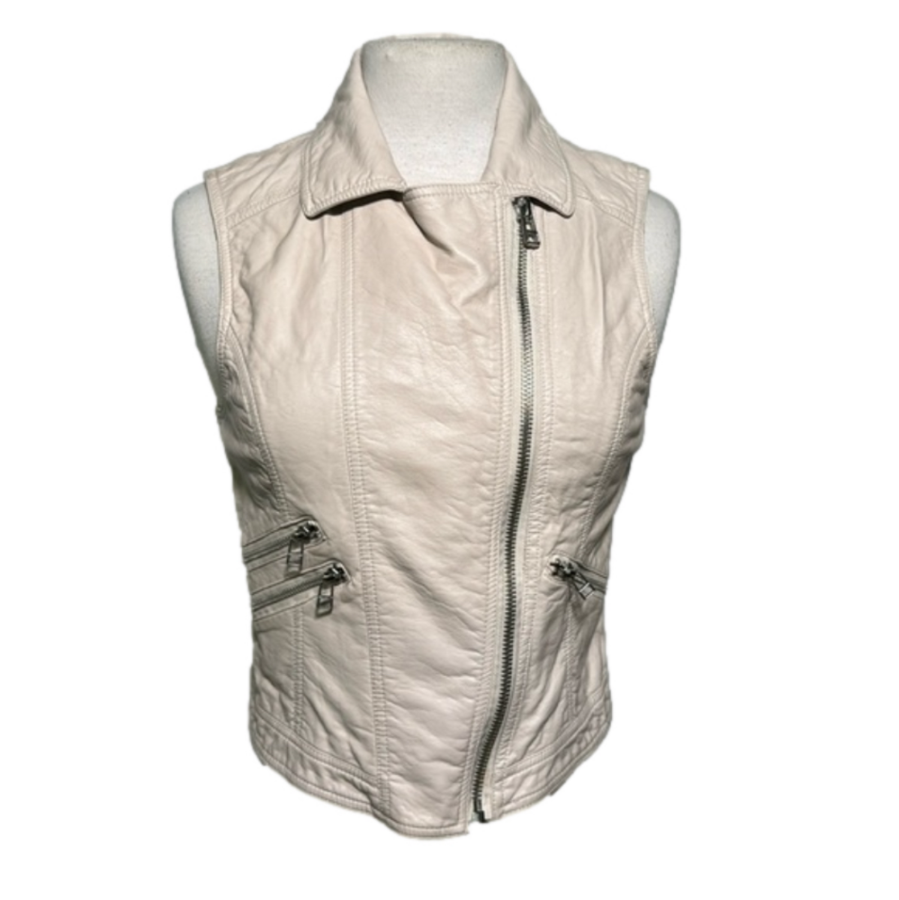 Forever 21 Woman’s White Vegan Leather Vest Size6
